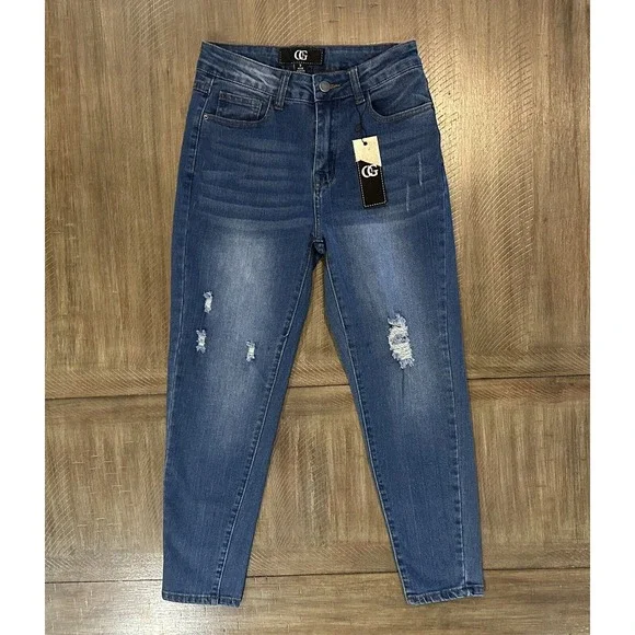 NWT OG Oyster Guy Distressed Skinny Leg Stretch Blue Denim Jeans Junior's Size 7 - Picture 15 of 15